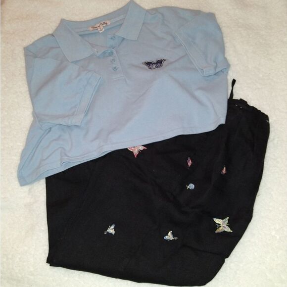 🎉🆕Talbot's Irish Linen Butterfly Ladybug Pants - Picture 1 of 4